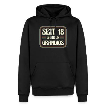 Anniversaire de 18 ans 18 ans - Sweat à capuche Premium bio Homme - noir - Devant - Nico (187cm)