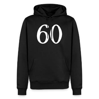 60. 60 JAHRE. 60-JÄHRIGES JUBILÄUM. 60. GEBURTSTAG. - Männer Premium Bio Hoodie - Schwarz - Vorne - Nico (187cm)