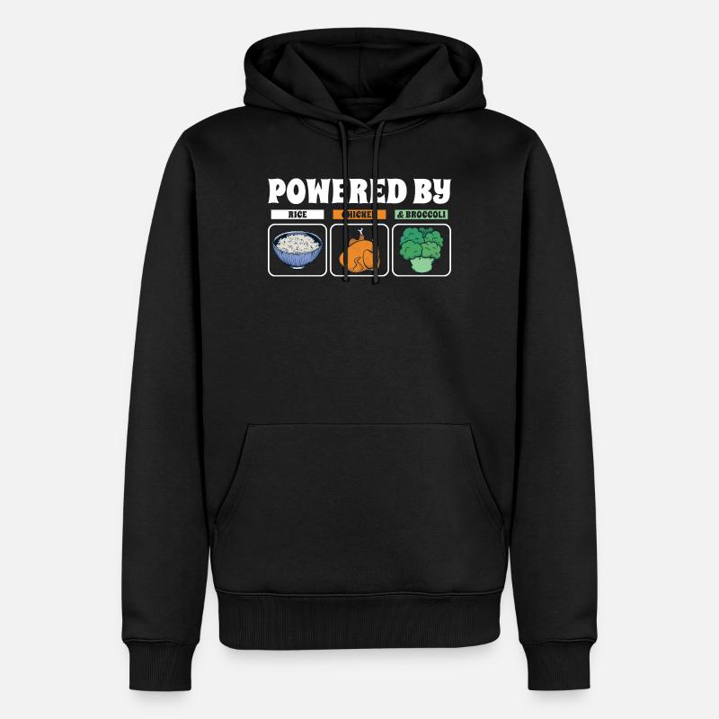 Propulsé par Rice Chicken Broccoli - Sweat à capuche Premium bio Homme - noir