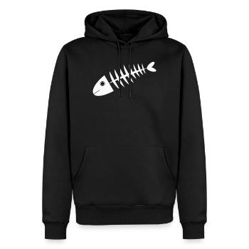 Poisson Pêcheur Cadeau en Arête de Poisson - Sweat à capuche Premium bio Homme - noir - Devant - Nico (187cm)