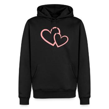 Valentinstag Pink Heart, Valentinstag - Männer Premium Bio Hoodie - Schwarz - Vorne - Nico (187cm)