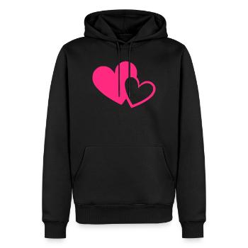Cadeau de la Saint-Valentin en cœur rose rose - Sweat à capuche Premium bio Homme - noir - Devant - Nico (187cm)