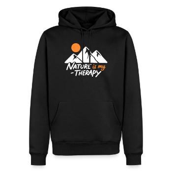 Nature is my Therapy Mountains for Hikers - Men’s Premium Organic Hoodie - black - Front - Nico (187cm)