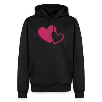 Cœur rose, cadeau rose, fête des mères - Sweat à capuche Premium bio Homme - noir - Devant - Nico (187cm)