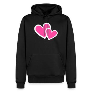 Valentinstag Pink Heart, Valentinstag - Männer Premium Bio Hoodie - Schwarz - Vorne - Nico (187cm)