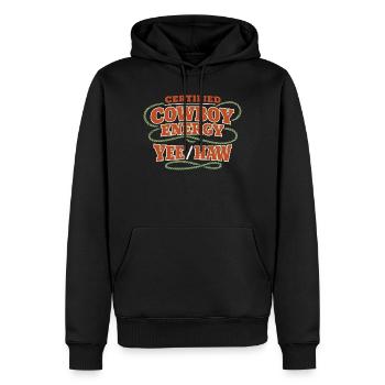 Funny Pronoun Yee Haw T-shirt Cowboy Humor - Men’s Premium Organic Hoodie - black - Front - Nico (187cm)