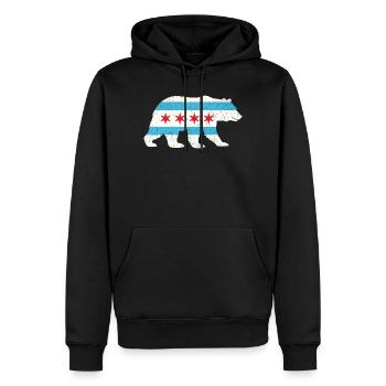 Chicago Flag Bear Pride Nature City Fusion - Männer Premium Bio Hoodie - Schwarz - Vorne - Nico (187cm)