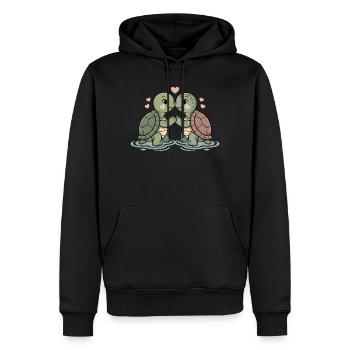 Couple de tortues amoureux animaux La Saint-Valentin - Sweat à capuche Premium bio Homme - noir - Devant - Nico (187cm)