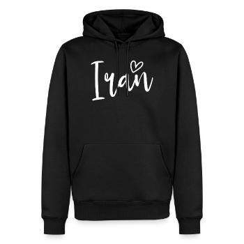 Cœur Iran Amour des femmes Iran - Sweat à capuche Premium bio Homme - noir - Devant - Nico (187cm)