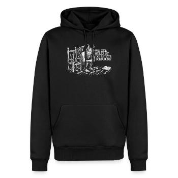 Où est la dernière vis ? - Sweat à capuche Premium bio Homme - noir - Devant - Nico (187cm)