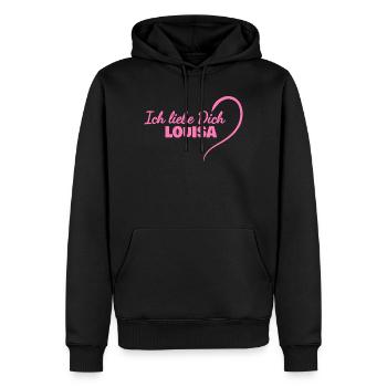 Louisa - Sweat à capuche Premium bio Homme - noir - Devant - Nico (187cm)