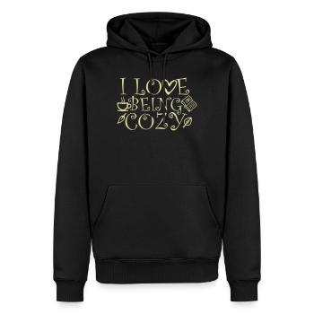 I Love Being Cozy Gemütlichkeit Zuhause Entspannt - Men’s Premium Organic Hoodie - black - Front - Nico (187cm)