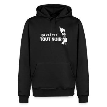 ça va etre tout noir - Sweat à capuche Premium bio Homme - noir - Devant - Nico (187cm)