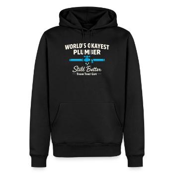 Chuchoteur de tuyaux, plombier, cadeau humoristique - Sweat à capuche Premium bio Homme - noir - Devant - Nico (187cm)