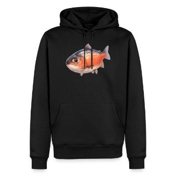 Saumon Saumon - Sweat à capuche Premium bio Homme - noir - Devant - Nico (187cm)