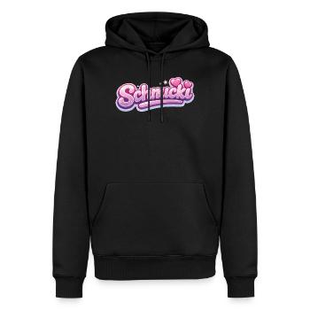 Schnucki Pink Bubble Schrift - Männer Premium Bio Hoodie - Schwarz - Vorne - Nico (187cm)