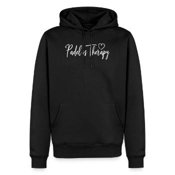 Padel is Therapy Sport Statement Herz - Männer Premium Bio Hoodie - Schwarz - Vorne - Nico (187cm)
