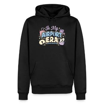 Anxiété liée au voyage, humour à l’aéroport, chaos à l’aéroport, c’est - Sweat à capuche Premium bio Homme - noir - Devant - Nico (187cm)