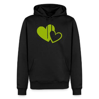 Cœur vert motif de cœurs verts - Sweat à capuche Premium bio Homme - noir - Devant - Nico (187cm)