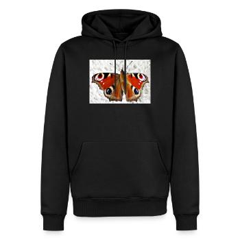 Pfauenauge Schmetterling Muster - Männer Premium Bio Hoodie - Schwarz - Vorne - Nico (187cm)