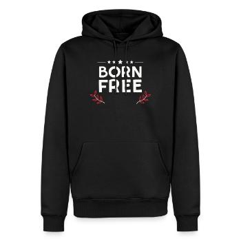Né Libre - Sweat à capuche Premium bio Homme - noir - Devant - Nico (187cm)