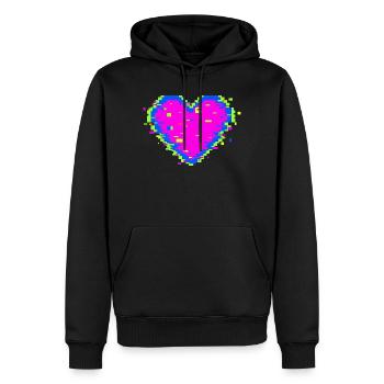 Pixel Heart Glitch Love Illustration - Männer Premium Bio Hoodie - Schwarz - Vorne - Nico (187cm)