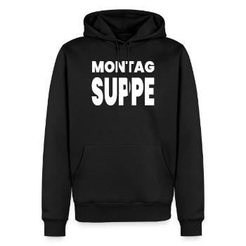 Soupe - Sweat à capuche Premium bio Homme - noir - Devant - Nico (187cm)