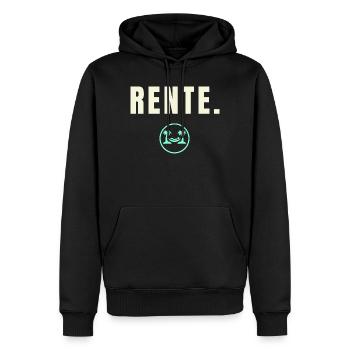 RENTE. Success Edition - Minimalistisches Design - Männer Premium Bio Hoodie - Schwarz - Vorne - Nico (187cm)
