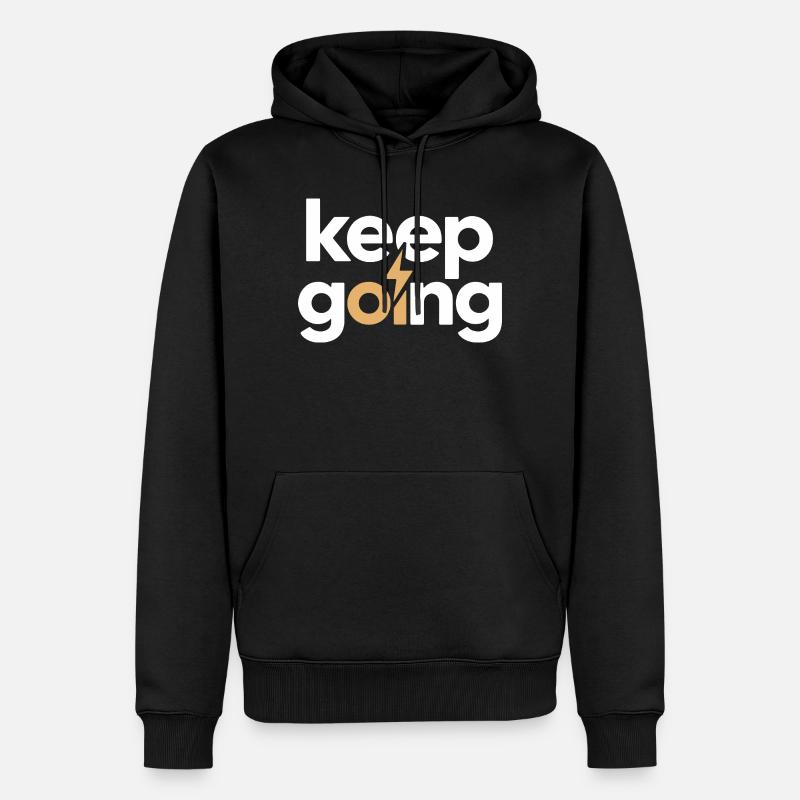 Keep Going - Motivation & Energie Blitz - Männer Premium Bio Hoodie - Schwarz