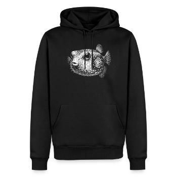 Poisson-globe - Sweat à capuche Premium bio Homme - noir - Devant - Nico (187cm)