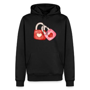amoureux, fou amoureux, St-Valentin - Sweat à capuche Premium bio Homme - noir - Devant - Nico (187cm)
