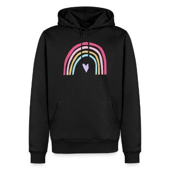 Regenbogen pastell rosa Lila - Männer Premium Bio Hoodie - Schwarz - Vorne - Nico (187cm)
