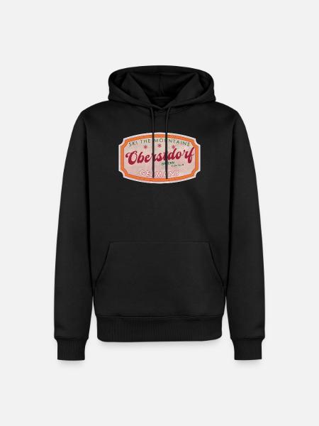 Oberstdorf Bavière Rétro Ski - Sweat à capuche Premium bio Homme - noir
