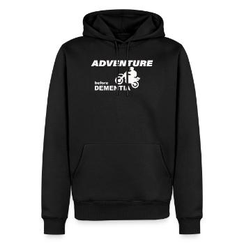 MOTORCYCLE ADVENTURE - Männer Premium Bio Hoodie - Schwarz - Vorne - Nico (187cm)