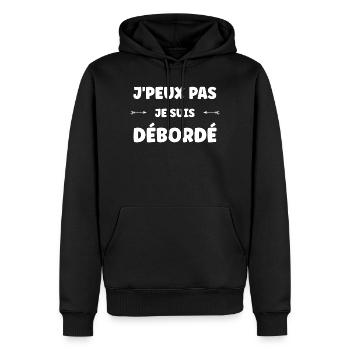 Débordé mais drôle - Sweat à capuche Premium bio Homme - noir - Devant - Nico (187cm)