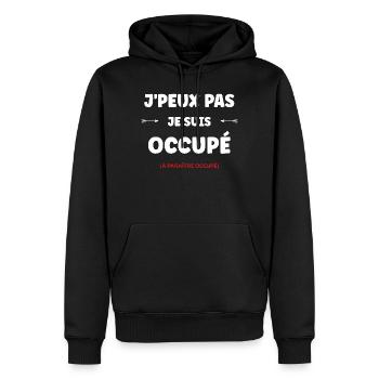 J'peux pas je suis occupé - Sweat à capuche Premium bio Homme - noir - Devant - Nico (187cm)