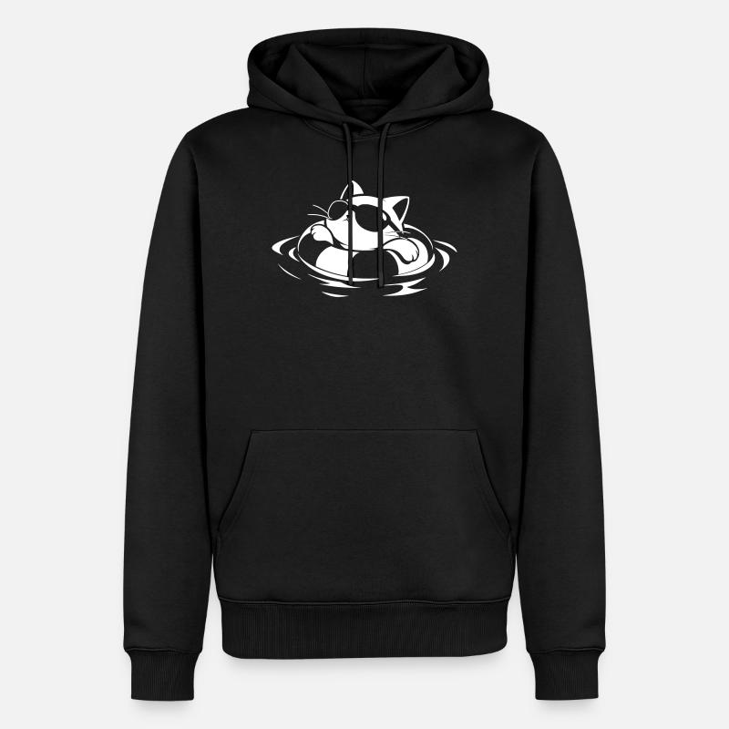 Un chat cool dans l’eau - Sweat à capuche Premium bio Homme - noir