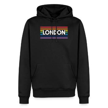 LONDON Arc-en-Ciel Urbain - Sweat à capuche Premium bio Homme - noir - Devant - Nico (187cm)