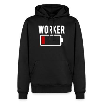 Ouvrier Ouvrier Batterie faible, drôle - Sweat à capuche Premium bio Homme - noir - Devant - Nico (187cm)