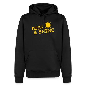 RISE AND SHINE - Männer Premium Bio Hoodie - Schwarz - Vorne - Nico (187cm)