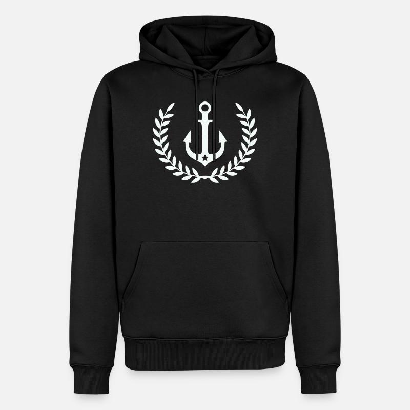 Anker im Lorbeerkranz - Männer Premium Bio Hoodie - Schwarz