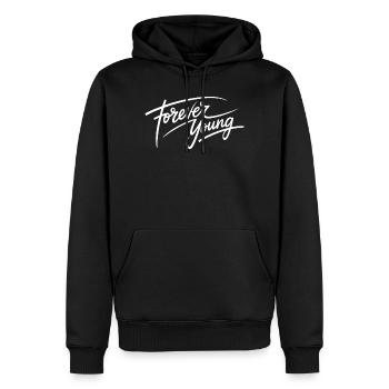 Forever Young - Männer Premium Bio Hoodie - Schwarz - Vorne - Nico (187cm)
