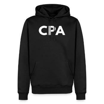 Expert-comptable agréé en finance - Sweat à capuche Premium bio Homme - noir - Devant - Nico (187cm)