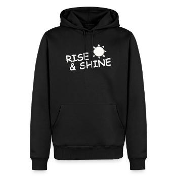 RISE & SHINE - Männer Premium Bio Hoodie - Schwarz - Vorne - Nico (187cm)