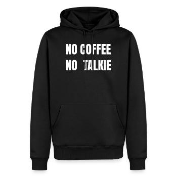 Pas de café, pas de Talkie, T-shirt blanc - Sweat à capuche Premium bio Homme - noir - Devant - Nico (187cm)