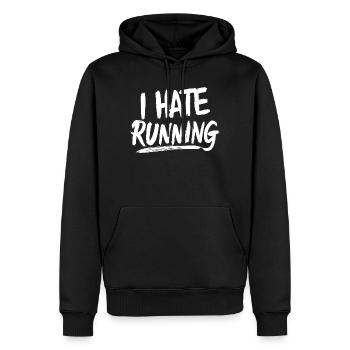 Ich hasse Laufen Gebürsteter Text lustiger Cardio GYM - Männer Premium Bio Hoodie - Schwarz - Vorne - Nico (187cm)
