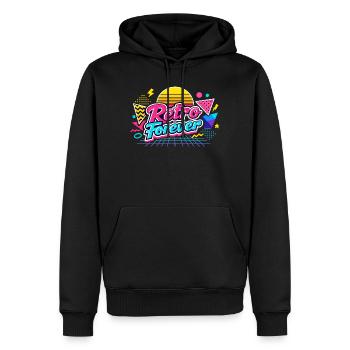 Retro Forever Neon 80s Vibe - Men’s Premium Organic Hoodie - black - Front - Nico (187cm)