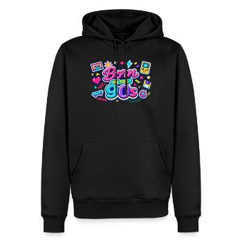 Born in den 90ern Neon-Retro - Männer Premium Bio Hoodie - Schwarz - Vorne - Nico (187cm)