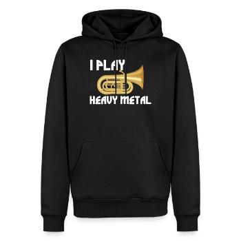 Je joue de la fanfare de tuba heavy metal - Sweat à capuche Premium bio Homme - noir - Devant - Nico (187cm)