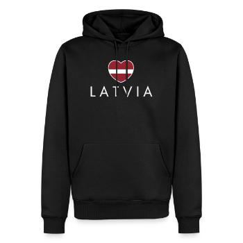 Heart with Latvian flag, I love Latvia - Men’s Premium Organic Hoodie - black - Front - Nico (187cm)